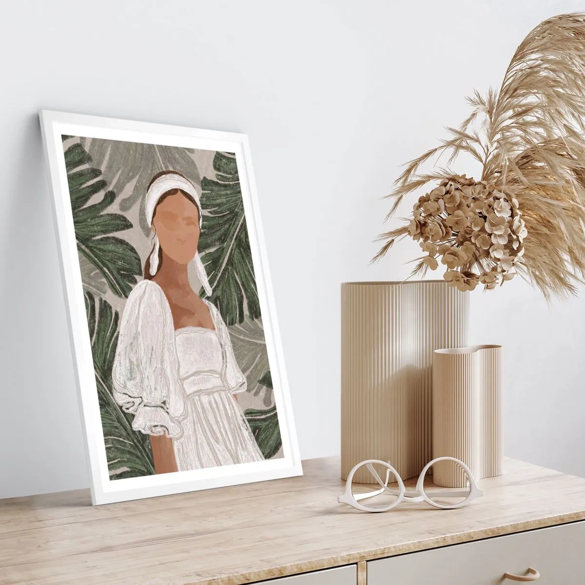 Affiche dans un cadre blanc - Poster - Portrait exotique - 70x100 cm