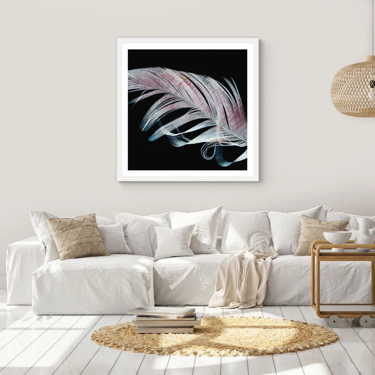 Affiche dans un cadre blanc - Poster - Pensez au toucher - 40x40 cm