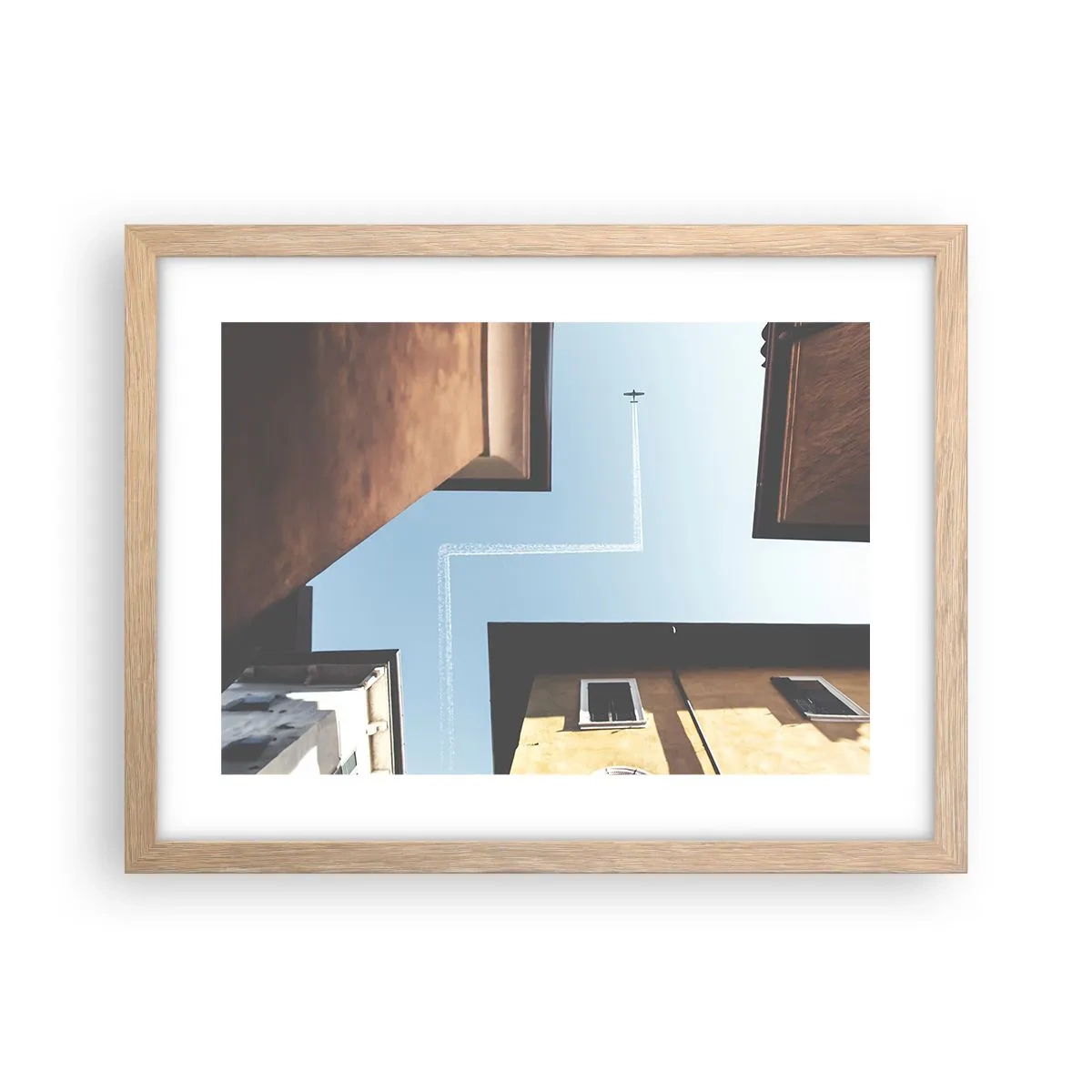 Affiche dans un chêne clair - Poster - Au-dessus du labyrinthe de la ville - 40x30 cm