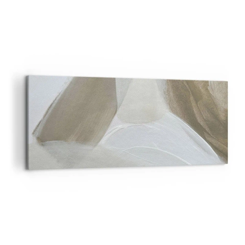 Impression sur toile - Image sur toile - Abstraction délicate dans les tons beige et blanc - 120x50cm - Une vague de blanc - Décoration murale moderne pour le salon et la chambre ARTTOR