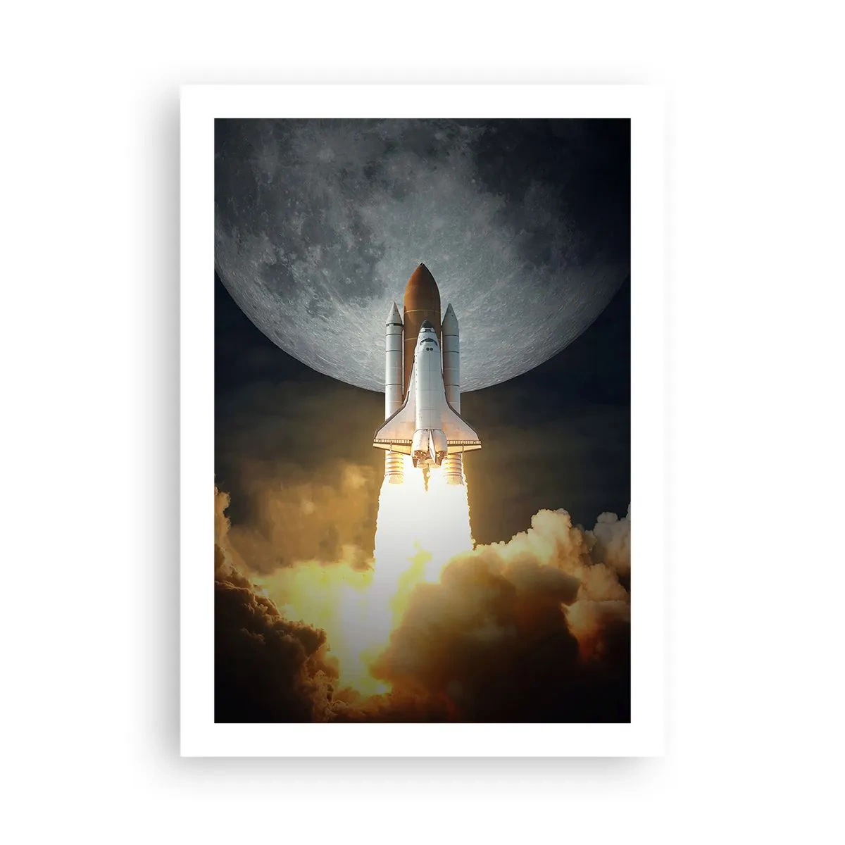 Affiche - Poster - Lancement de la navette spatiale avec la Lune en arrière-plan - 50x70cm - Le début d'une aventure surnaturelle - Décoration murale moderne pour le salon et la chambre ARTTOR