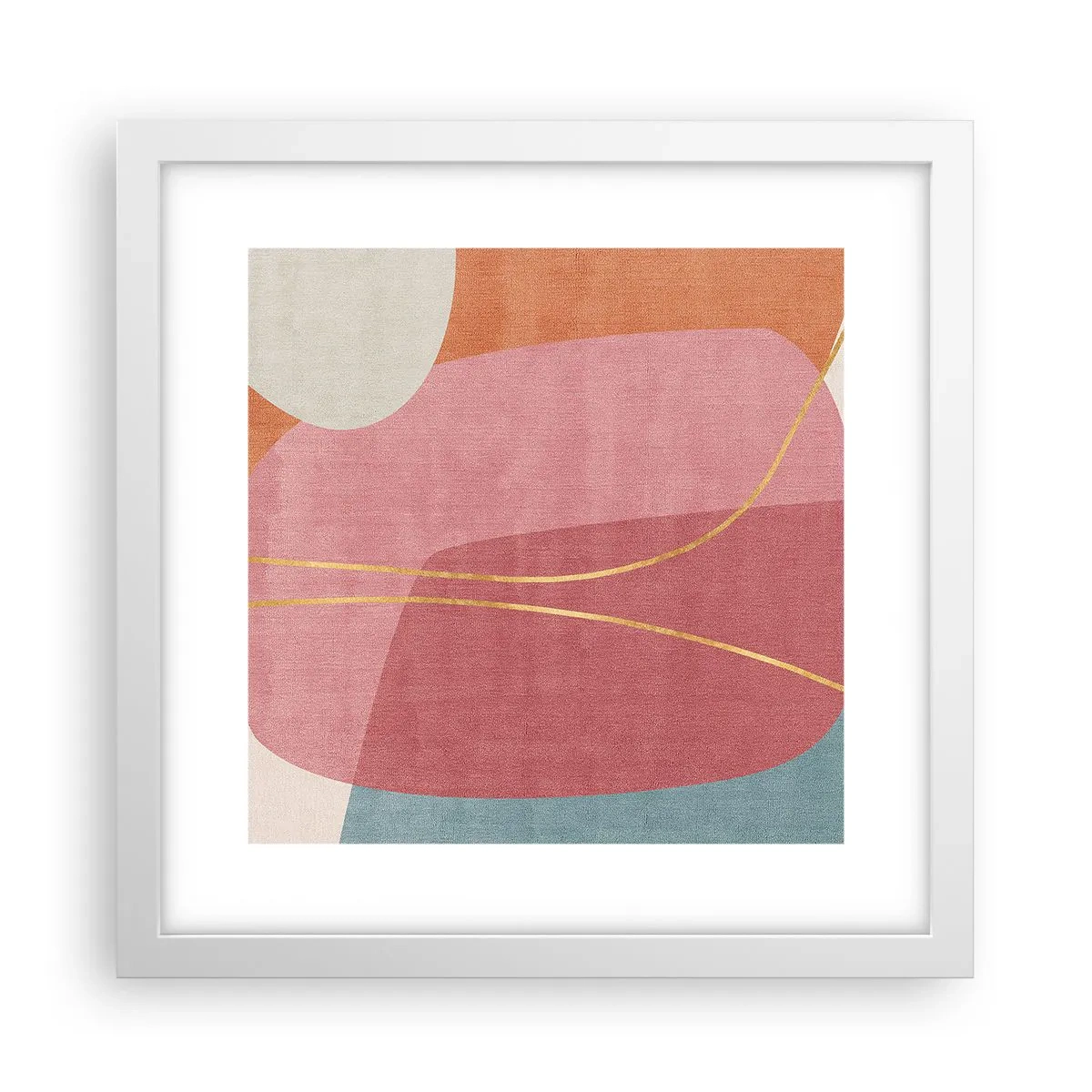 Affiche dans un cadre blanc - Poster - Composition pastel au fil d'or - 30x30 cm