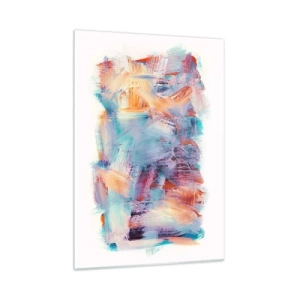 Impression sur verre - Image sur verre - Coups de pinceau colorés dans une abstraction pastel - 50x70cm - Un désordre coloré - Décoration murale moderne pour le salon et la chambre ARTTOR