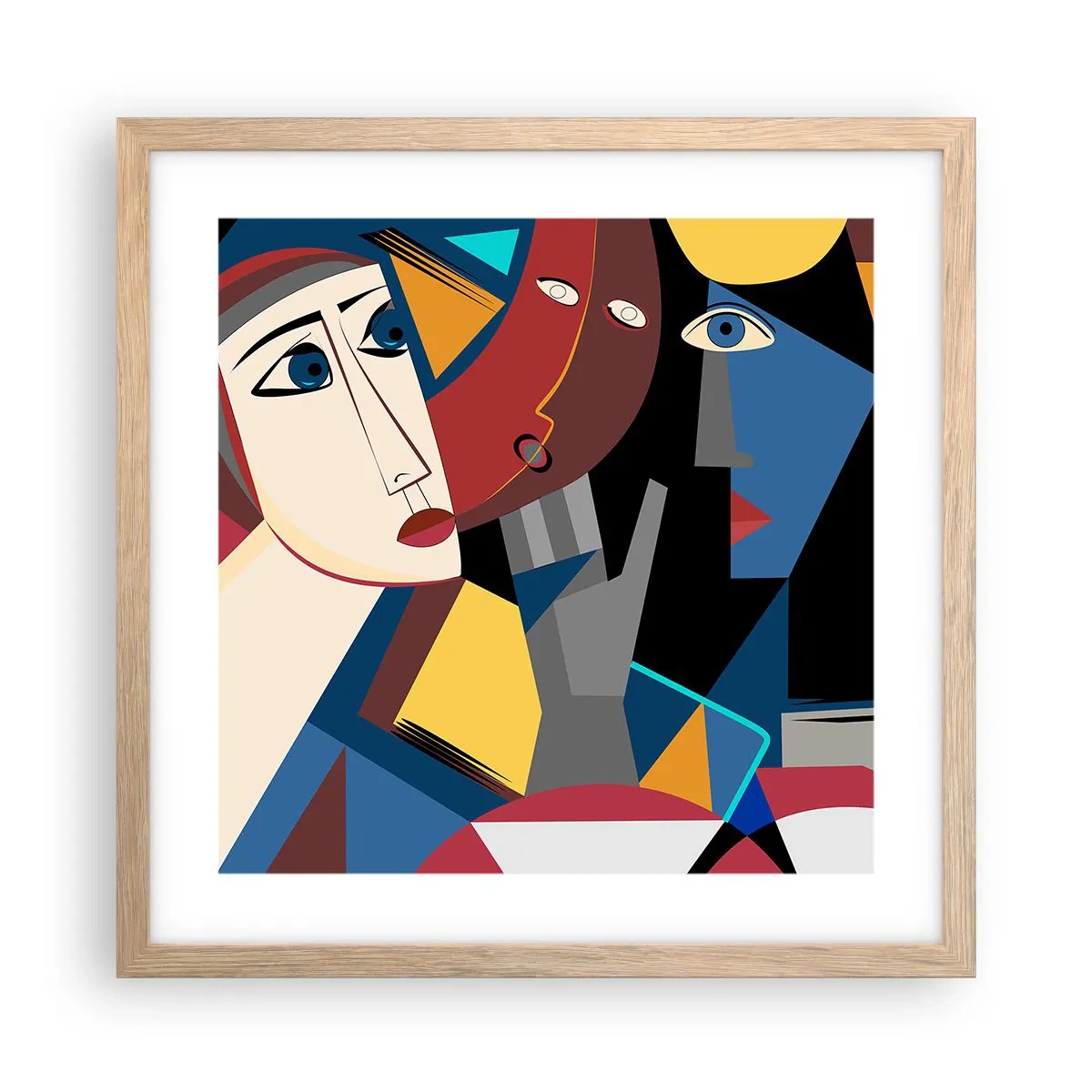 Affiche dans un chêne clair - Poster - Une conversation entre cubistes - 40x40 cm