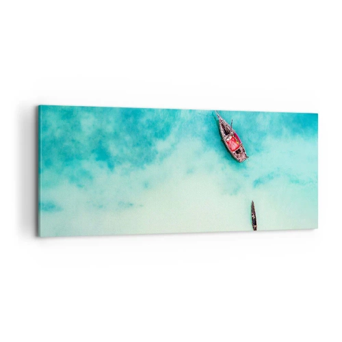 Impression sur toile - Image sur toile - Car sur les plages de Zanzibar, quand il y a un débordement d'eau... - 100x40 cm