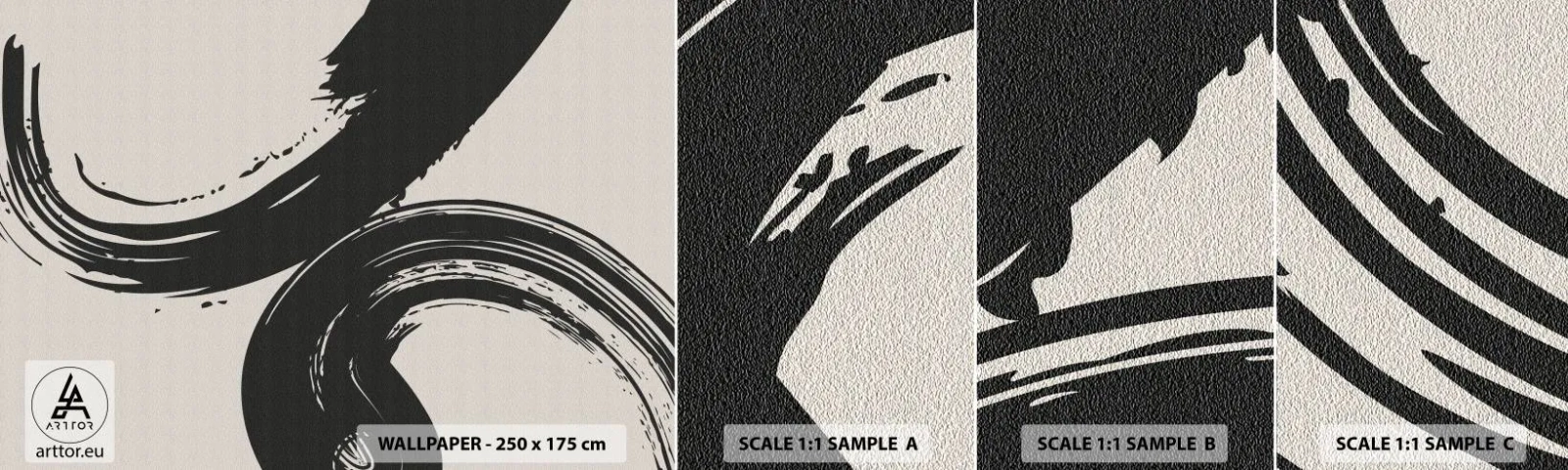 Échantillon de Papier Peint Autocollant Deluxe Sticker - Balayage circulaire - Morceau, Brosse, Minimalisme - 100x30 cm