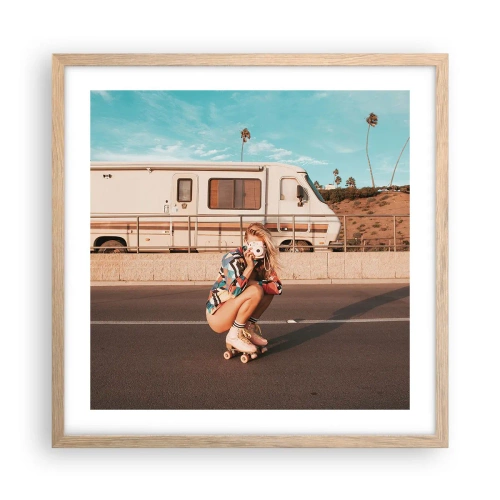 Affiche dans un chêne clair - Poster - Souriez s'il-vous-plait! - 50x50 cm