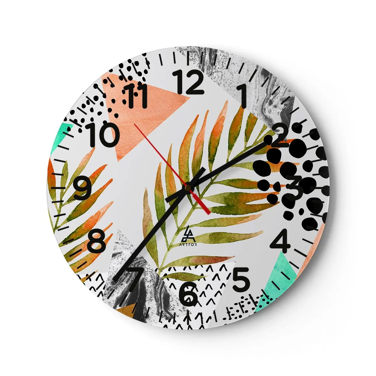 Horloge murale - Pendule murale - Décoration avec feuille de palmier - 30x30 cm