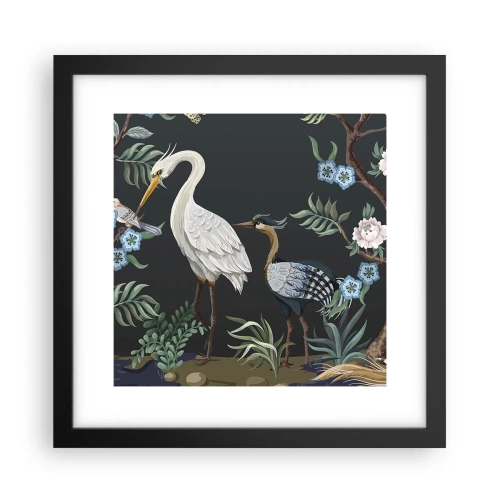 Affiche dans un cadre noir - Poster - Parade d'oiseaux - 30x30 cm