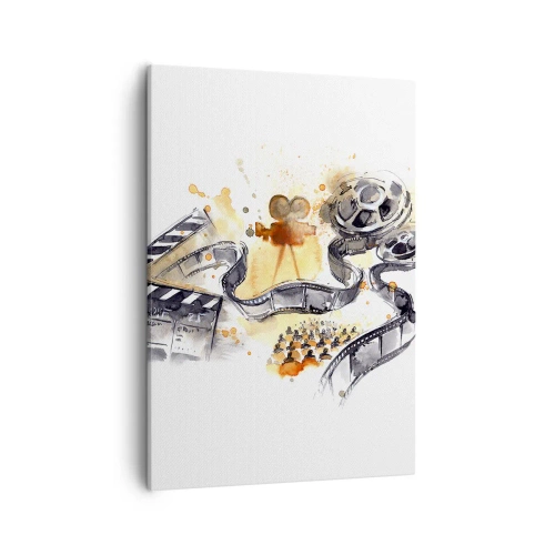 Impression sur toile - Image sur toile - Le symbolisme du cinéma avec une pellicule dans une aquarelle artistique - 50x70cm - Au pays des rêves - Décoration murale moderne pour le salon et la chambre ARTTOR