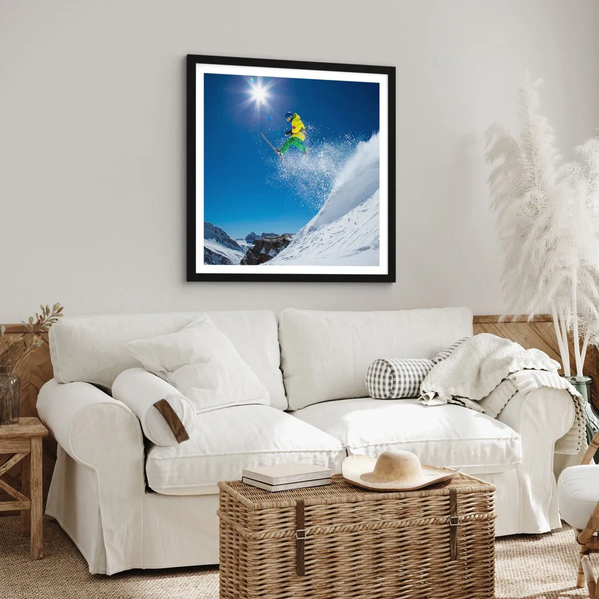 Affiche dans un cadre noir - Poster - Danse avec les montagnes - 40x40 cm