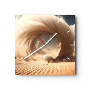 Horloge murale - Pendule murale - Tourbillon de sable dynamique dans un désert avec des arbres - 30x30cm - Portail ouvert - Décoration murale moderne pour le salon et la chambre ARTTOR