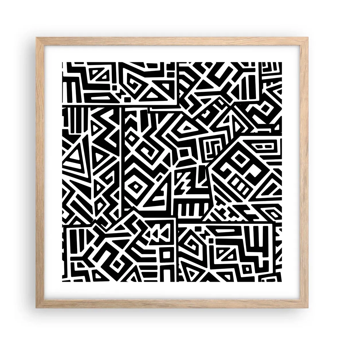 Affiche dans un chêne clair - Poster - Composition précolombienne - 50x50 cm
