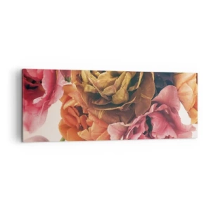 Impression sur toile - Image sur toile - Un bouquet de fleurs variées aux couleurs intenses - 140x50cm - La fête de la vie - Décoration murale moderne pour le salon et la chambre ARTTOR