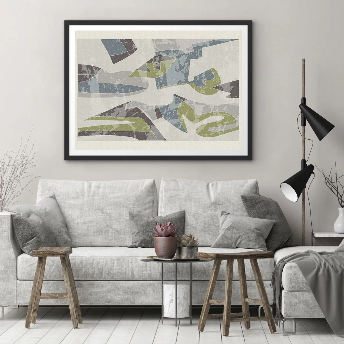 Affiche dans un cadre noir - Poster - Composition derrière la vitre - 50x40 cm