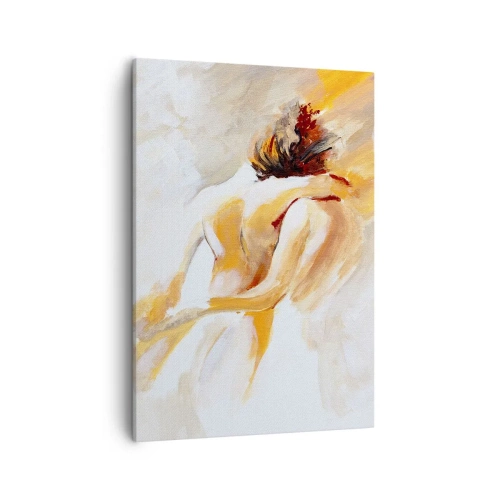 Impression sur toile - Image sur toile - Scène abstraite d'une étreinte romantique - 50x70cm - Proximité dans le ciel - Décoration murale moderne pour le salon et la chambre ARTTOR