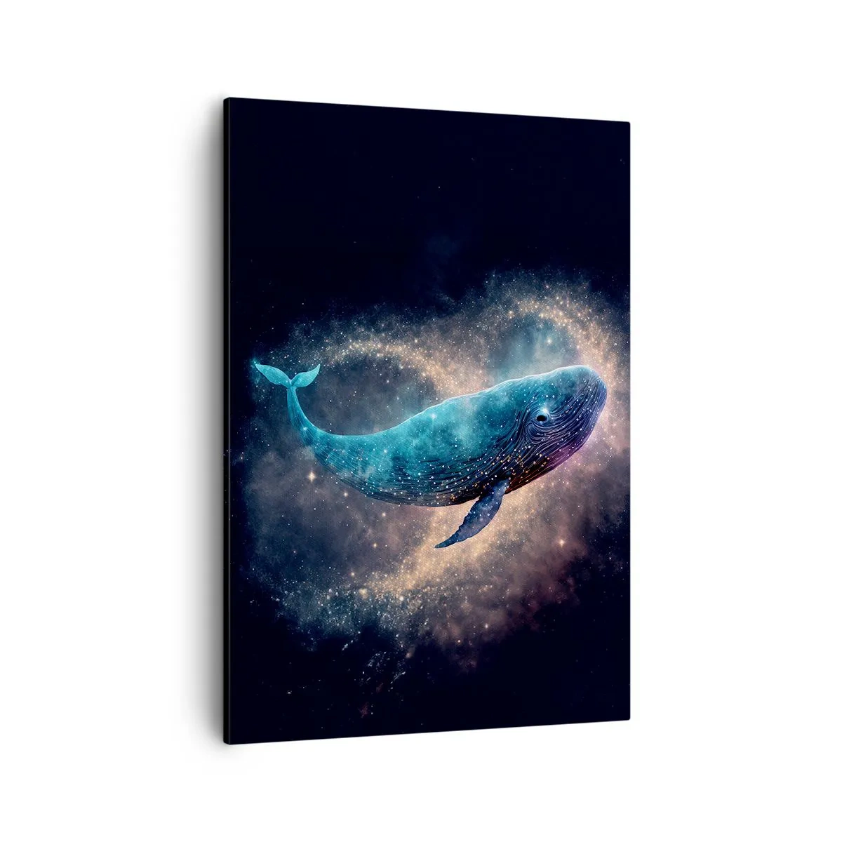 Impression sur toile - Image sur toile - Une baleine spatiale avec une galaxie en arrière-plan - 50x70cm - Un tel monde existe… - Décoration murale moderne pour le salon et la chambre ARTTOR