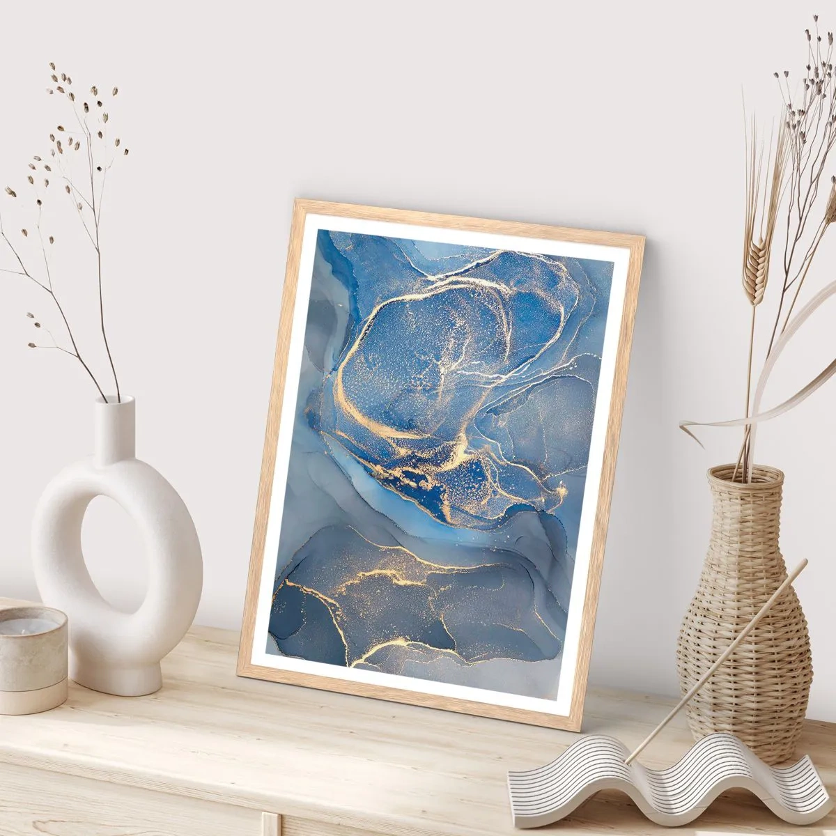 Affiche dans un chêne clair - Poster - Poussière d'or - 40x50 cm