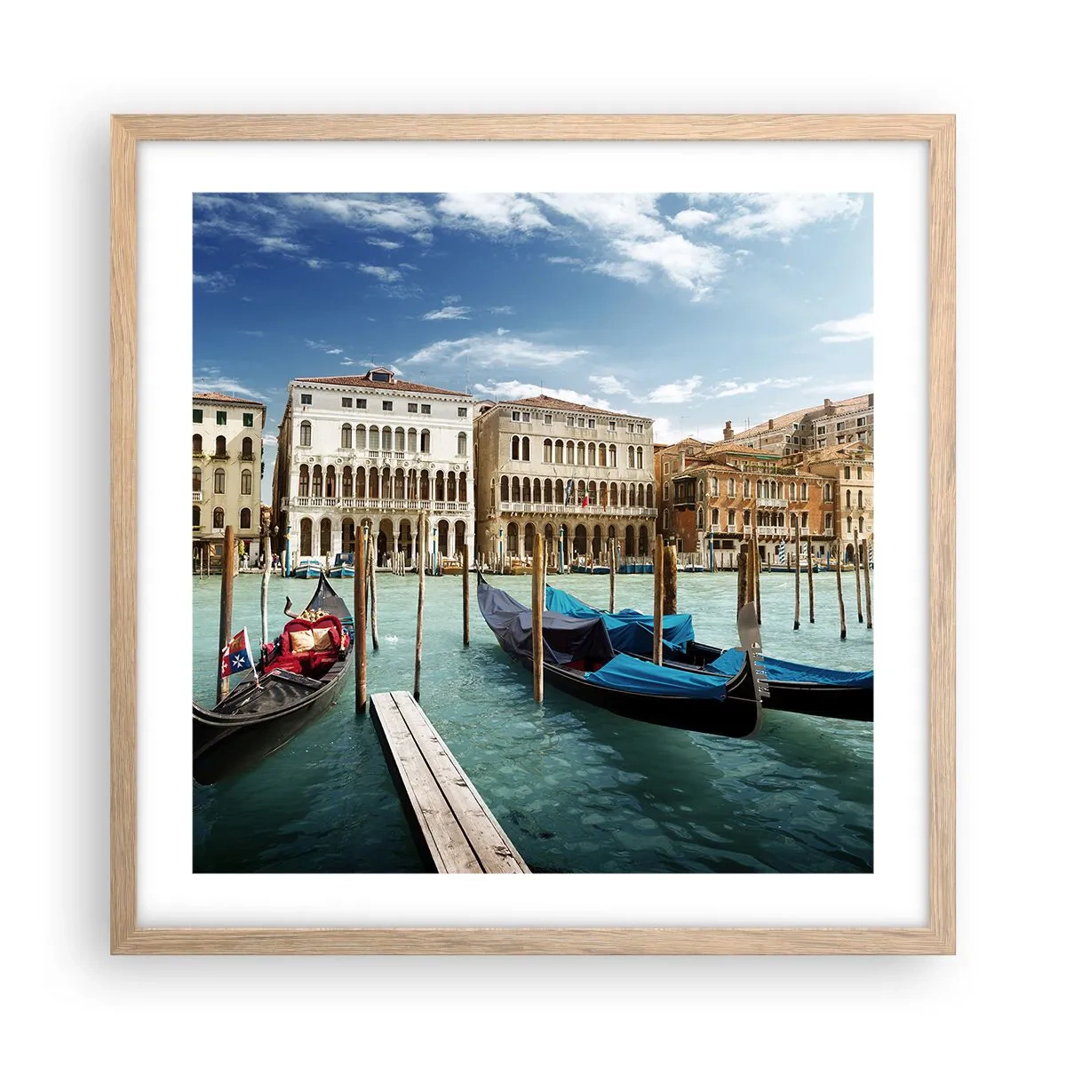 Affiche dans un chêne clair - Poster - Palace bleu ciel - 50x50 cm