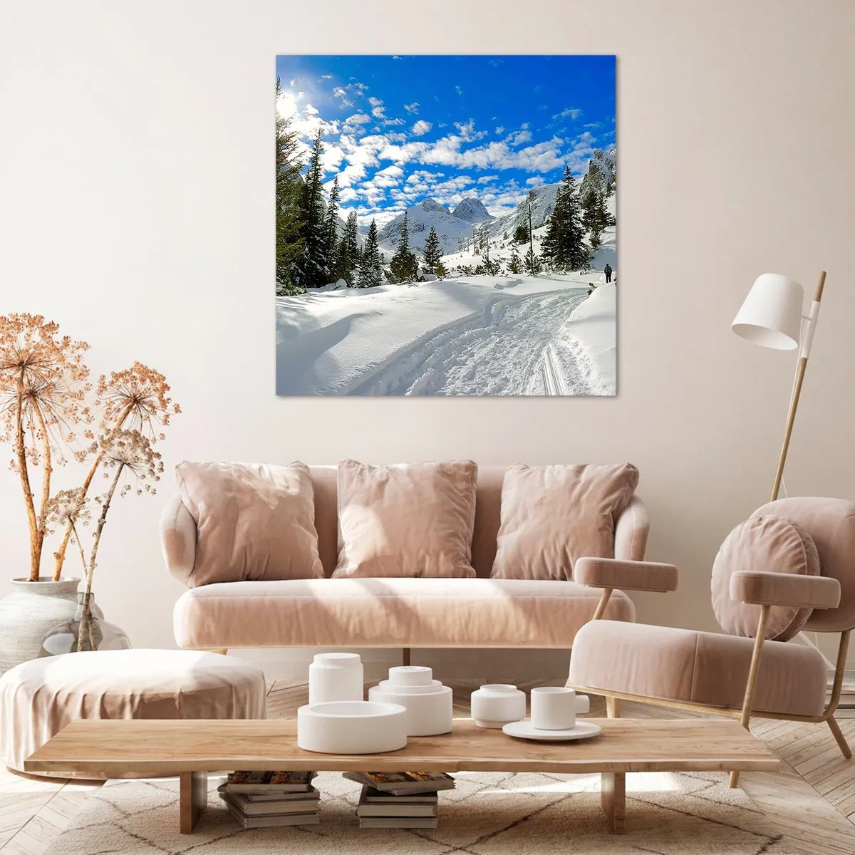 Impression sur toile - Image sur toile - Dans la neige et au soleil - 60x60 cm
