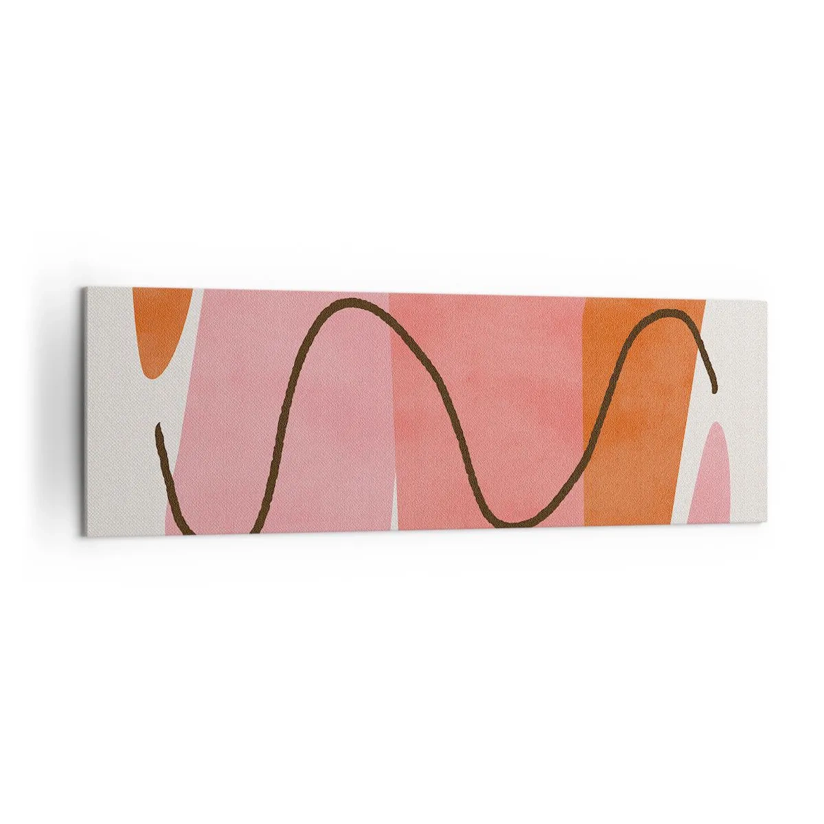 Impression sur toile - Image sur toile - Formes abstraites dans des tons roses et oranges - 160x50cm - mouvement doux des formes - Décoration murale moderne pour le salon et la chambre ARTTOR