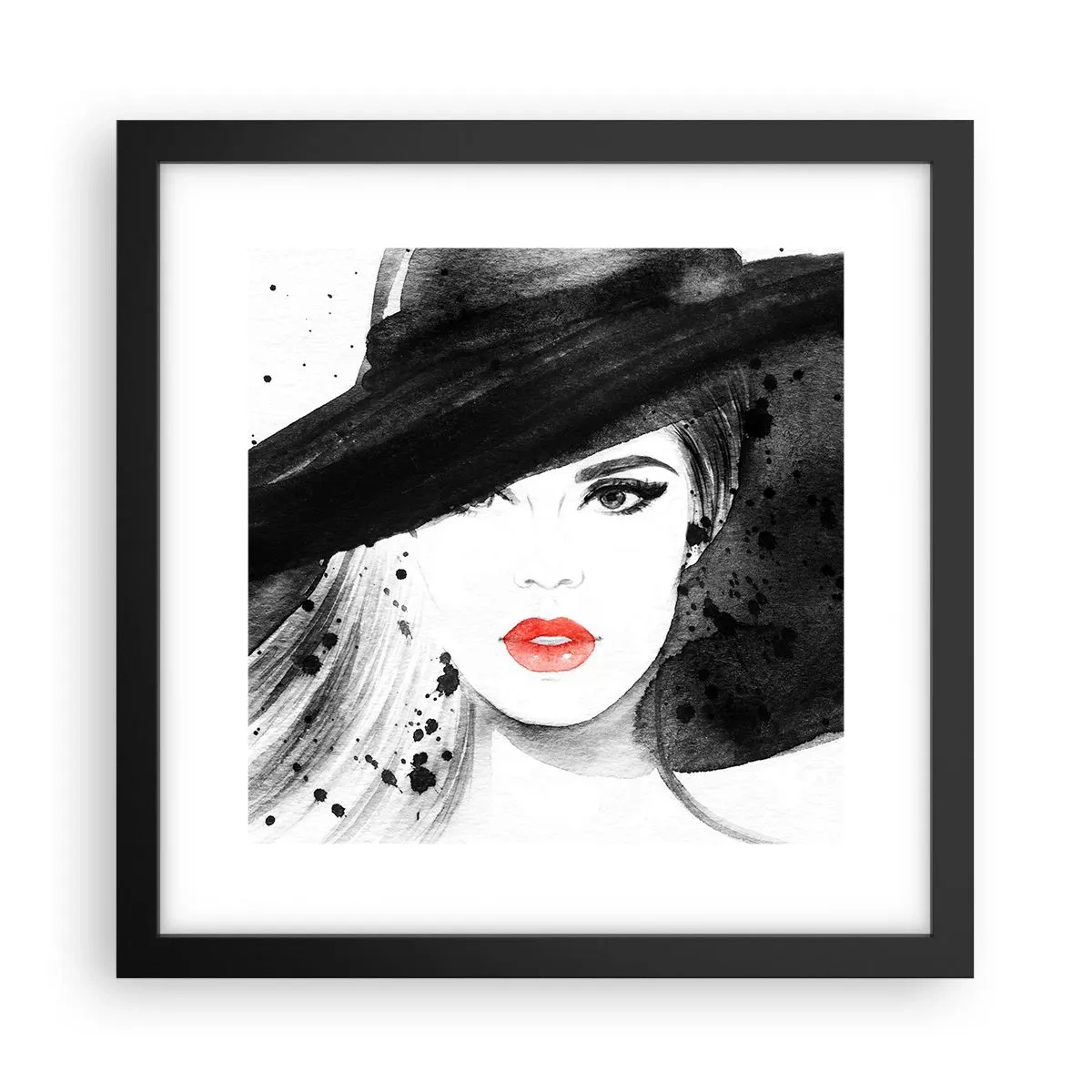 Affiche dans un cadre noir - Poster - Dame en noir - 30x30 cm