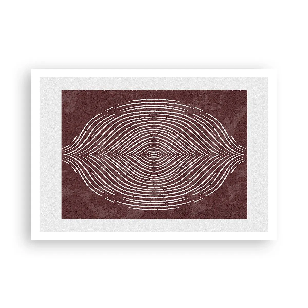 Affiche - Poster - Ondes symétriques en lignes blanches sur fond marron - 100x70cm - L'espace parle - Décoration murale moderne pour le salon et la chambre ARTTOR