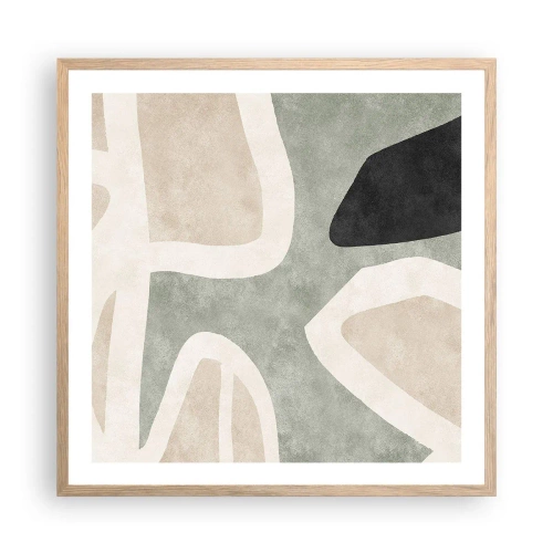 Affiche dans un chêne clair - Poster - Composition pour motif noir - 60x60 cm