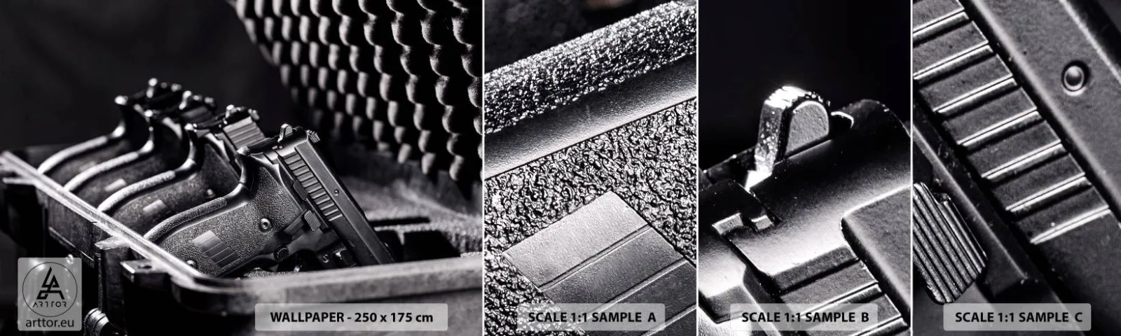 Échantillon De Papier Peint Standard Eco - Sport masculin - Militaire, Arme, Pistolet - 100x30 cm