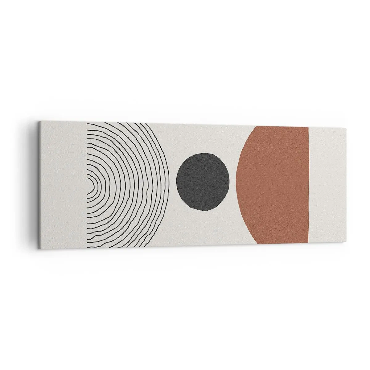 Impression sur toile - Image sur toile - Figures géométriques abstraites aux couleurs chaudes - 140x50cm - Au centre de l'attention - Décoration murale moderne pour le salon et la chambre ARTTOR