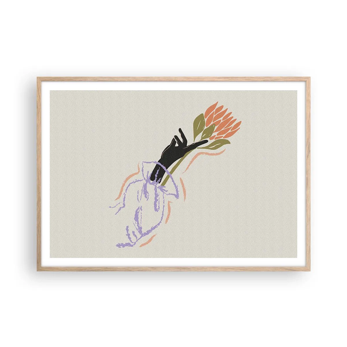 Affiche dans un chêne clair - Poster - Touche fraternelle - 100x70 cm