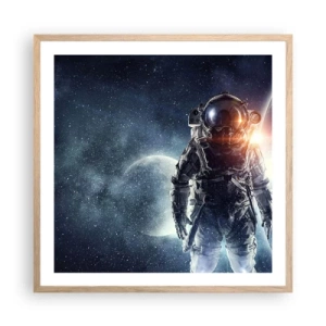 Affiche dans un chêne clair - Poster - Aventure spatiale - 60x60 cm