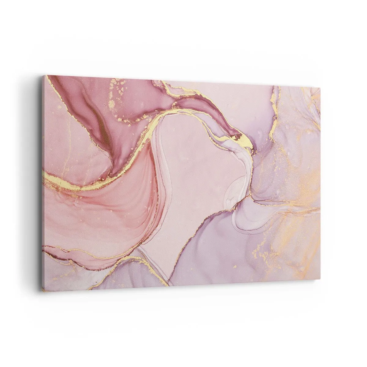 Impression sur toile - Image sur toile - Motifs abstraits délicats dans des tons de rose et d'or - 120x80cm - Caresse de couleurs - Décoration murale moderne pour le salon et la chambre ARTTOR