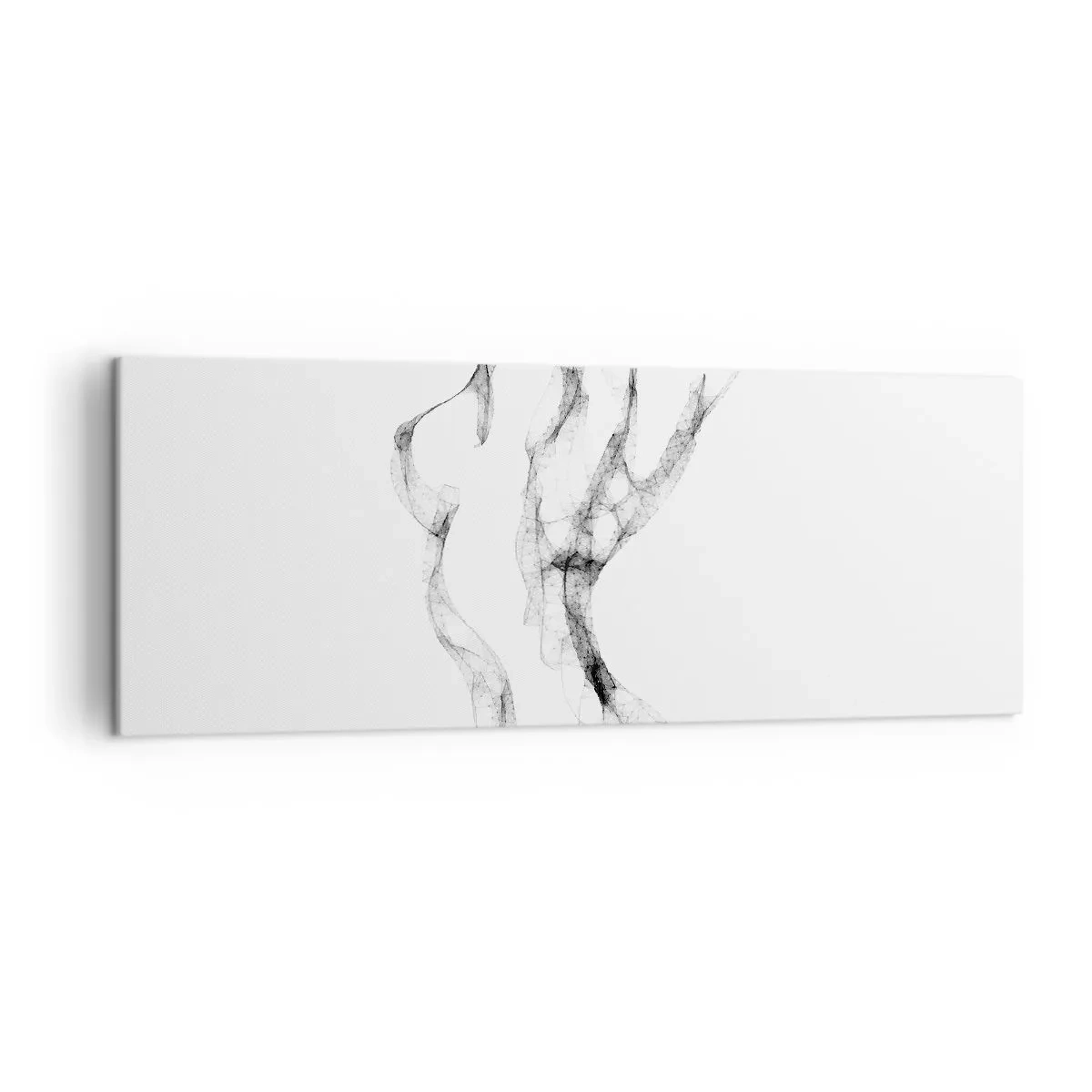 Impression sur toile - Image sur toile - Des lignes délicates et abstraites ressemblant à des traînées de fumée sur un fond clair - 140x50cm - Belle et forte - Décoration murale moderne pour le salon et la chambre ARTTOR