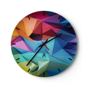 Horloge murale - Pendule murale - Une composition géométrique colorée rappelant l'origami - 30x30cm - Origami arc-en-ciel - Décoration murale moderne pour le salon, la cuisine et la chambre ARTTOR