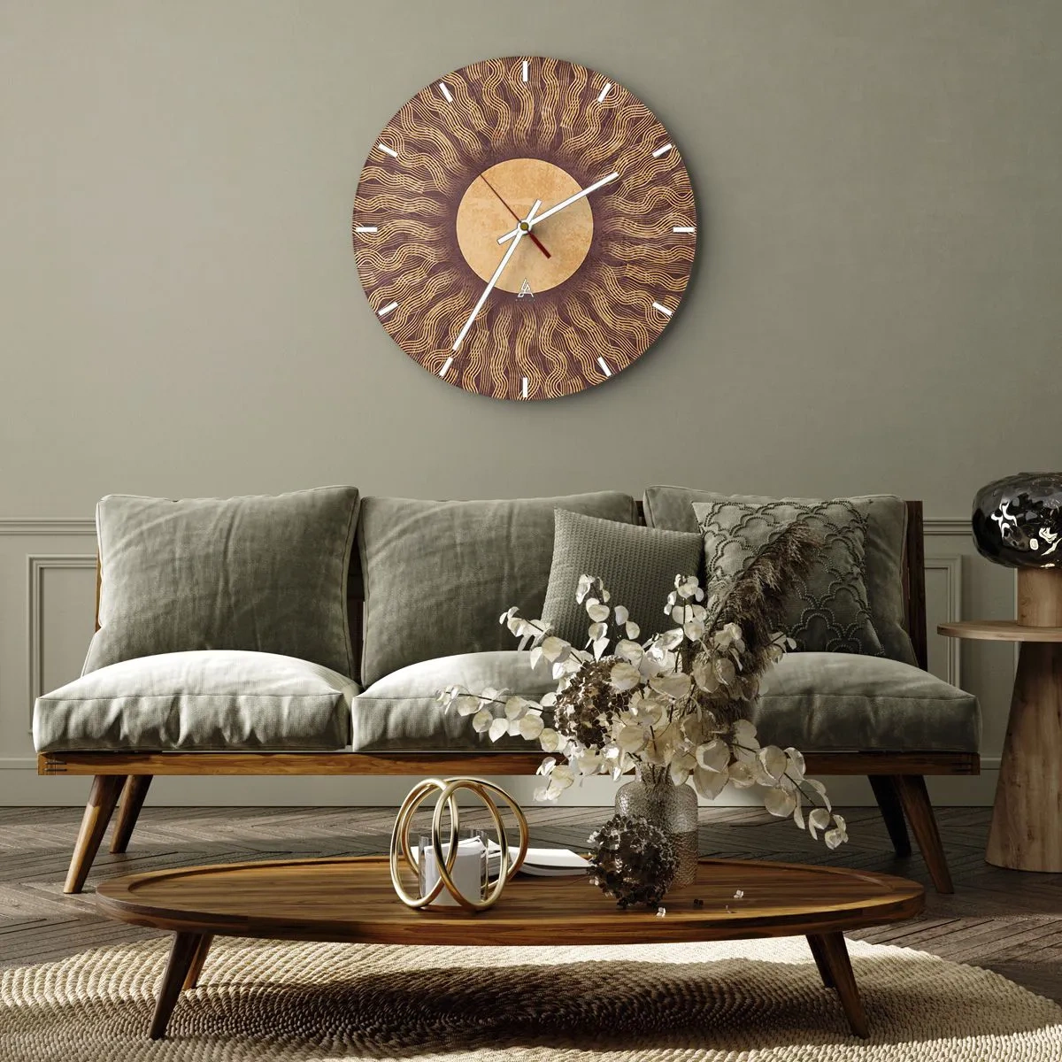 Horloge murale - Pendule murale - Icône du soleil - 30x30 cm