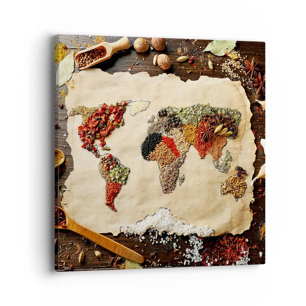 Impression sur toile - Image sur toile - Toutes les saveurs du monde - 40x40 cm