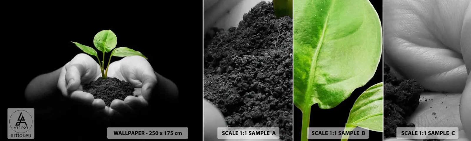 Échantillon De Papier Peint Standard Eco - J'aime la nature, je la protège - Nature, Vie, Usine - 100x30 cm