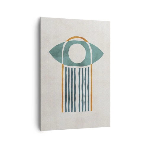 Impression sur toile - Image sur toile - Motif géométrique dans les tons de vert et d'orange - 70x100cm - Signes et rituels - Décoration murale moderne pour le salon et la chambre ARTTOR