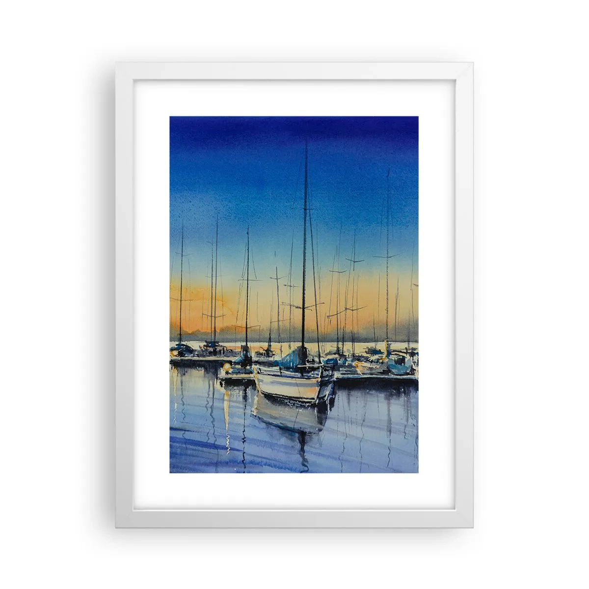 Affiche dans un cadre blanc - Poster - Fin d'une belle journée - 30x40 cm