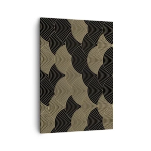 Impression sur toile - Image sur toile - Motif Art Déco avec demi-cercles et lignes dorées - 50x70cm - Unité dans la multiplicité - Décoration murale moderne pour le salon et la chambre ARTTOR