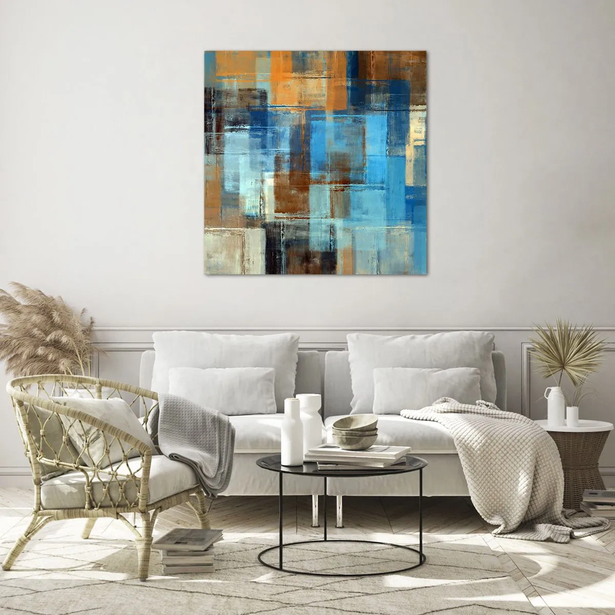 Impression sur verre - Image sur verre - A travers le voile bleu - 30x30 cm