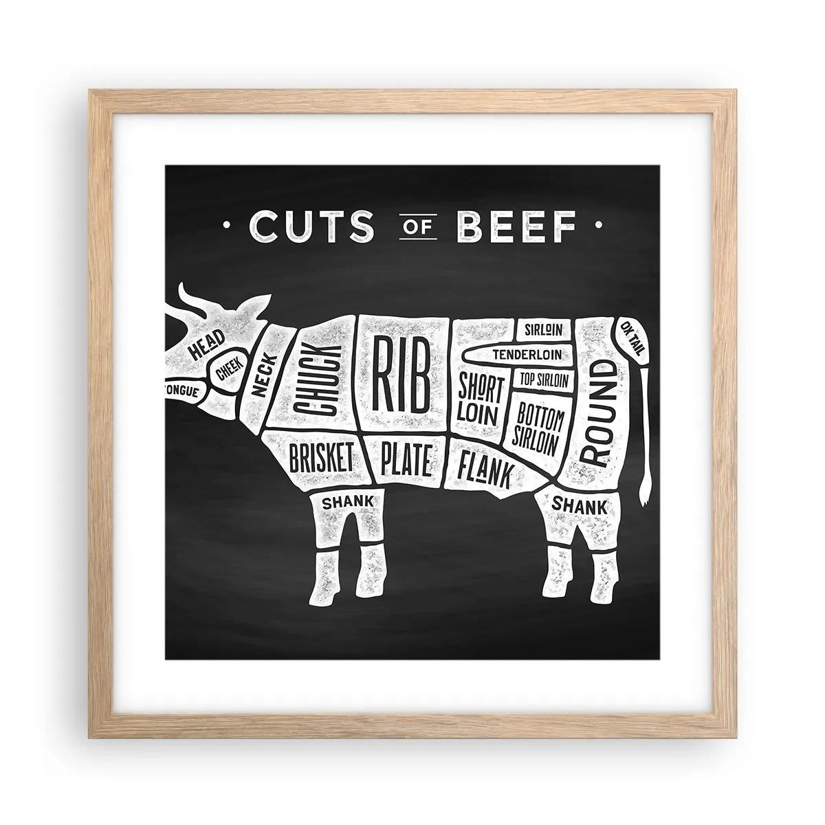 Affiche dans un chêne clair - Poster - L'art de la découpe - 40x40 cm