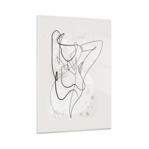 Impression sur verre - Image sur verre - Une silhouette féminine dessinée avec une seule ligne sur un fond clair - 50x70cm - L'art de la séduction - Décoration murale moderne pour le salon et la chambre ARTTOR