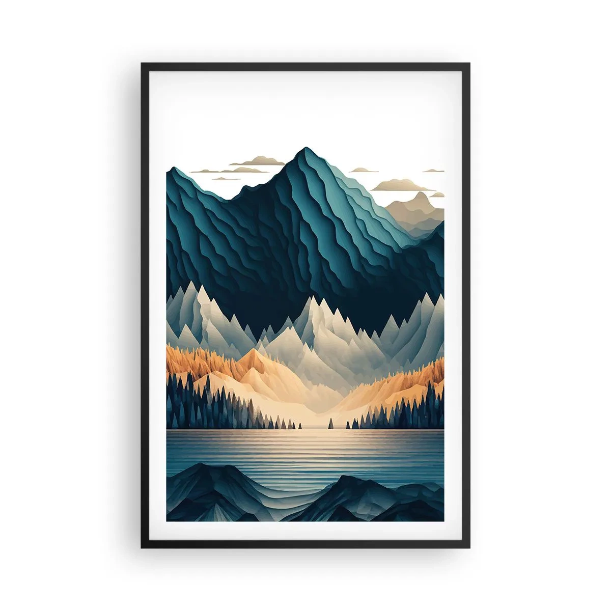 Affiche dans un cadre noir - Poster - Paysage de montagne parfait - 61x91 cm