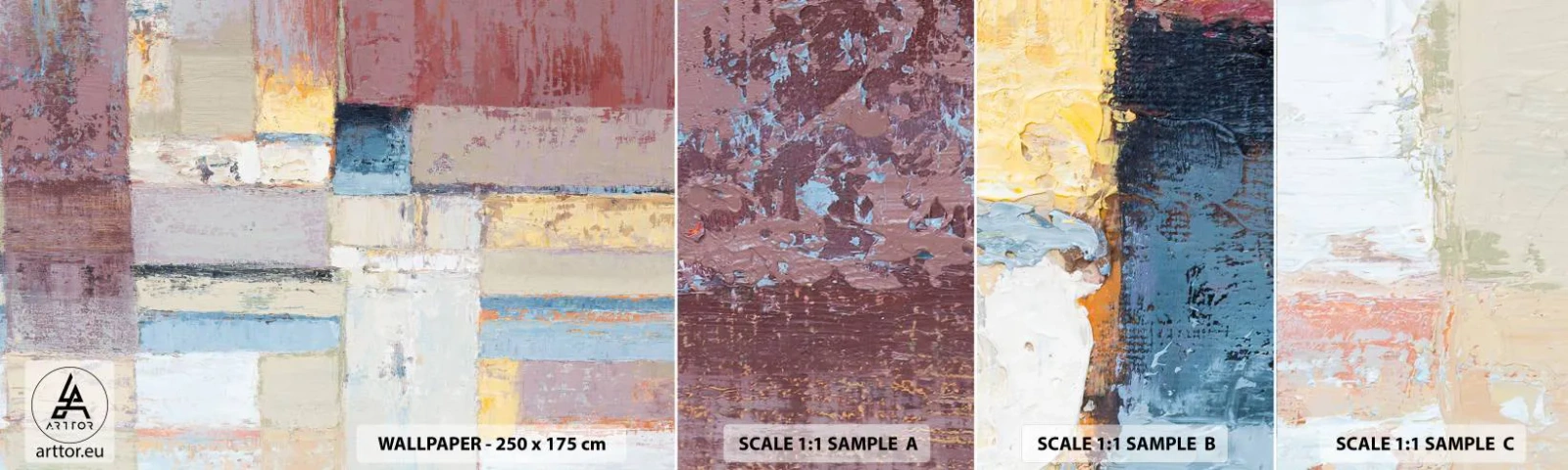 Échantillon de Papier Peint Autocollant Deluxe Sticker - Le calme de la géométrie - Abstraction, Pastel, Minimaliste - 100x30 cm