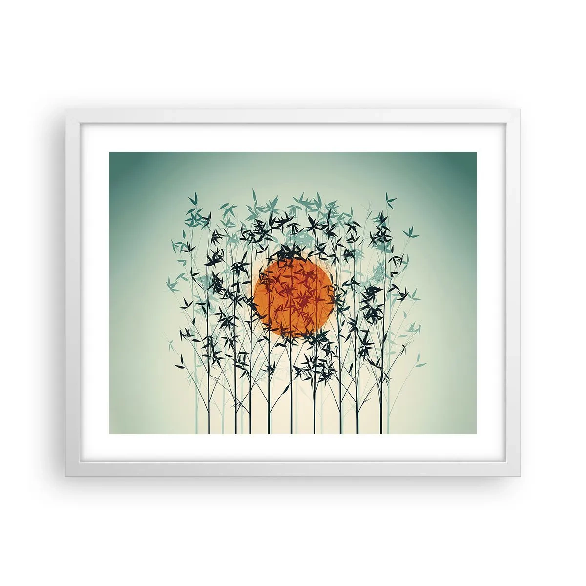 Affiche dans un cadre blanc - Poster - Soleil japonnais - 50x40 cm
