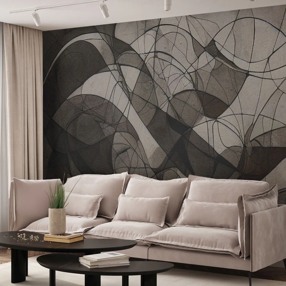 Papier Peint Photo Premium Canvas - Circulation des couleurs de la terre - Morceau, Contemporain, Crayon - 350x256 cm