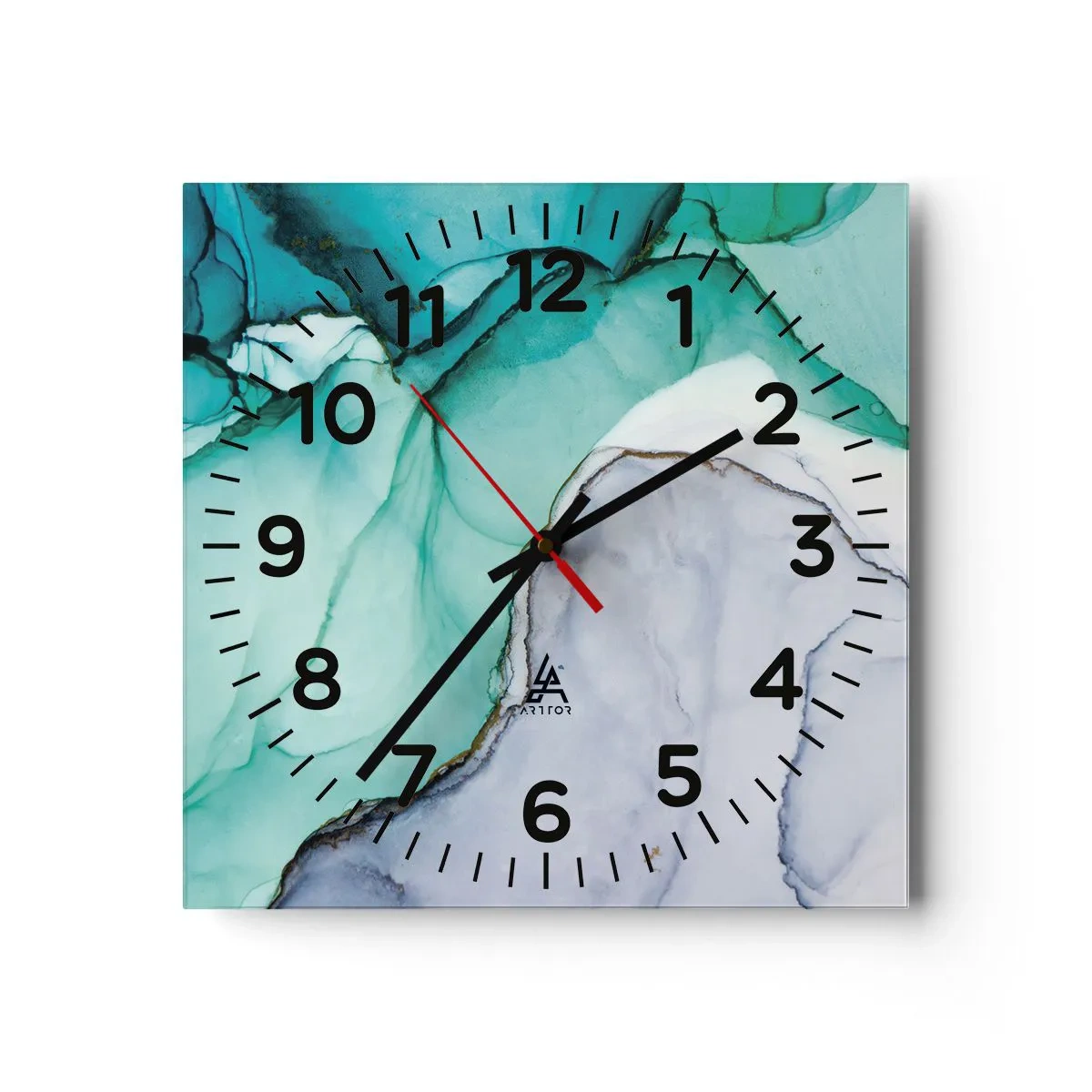 Horloge murale - Pendule murale - Étude de turquoise - 40x40 cm