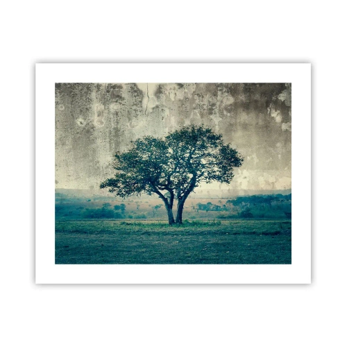 Affiche - Poster - Un pommier sur un champ bleu ? - 50x40 cm